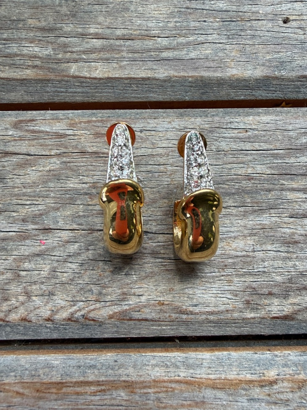 Vintage Gold-Tone Crystal Accent Drop Earrings - Women Jewelry
